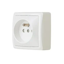 Prise avec terre monobloc en saillie blanc complet
