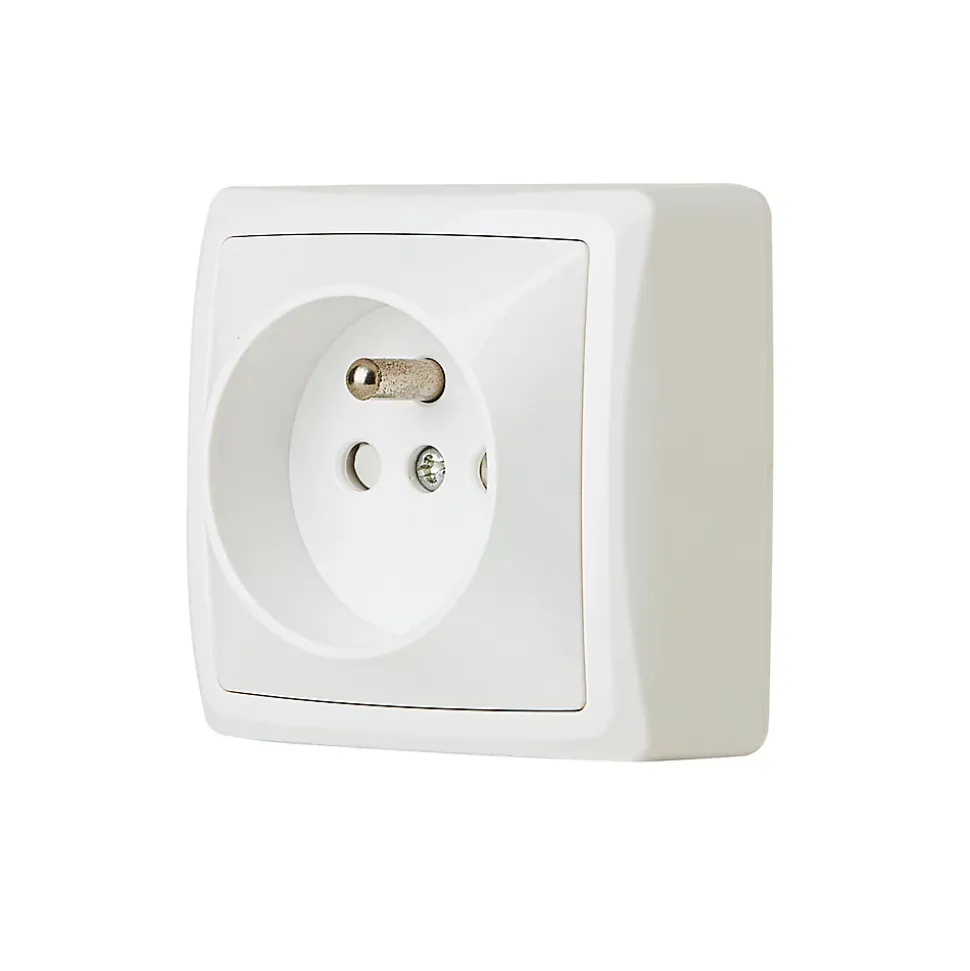 Prise avec terre monobloc en saillie blanc complet