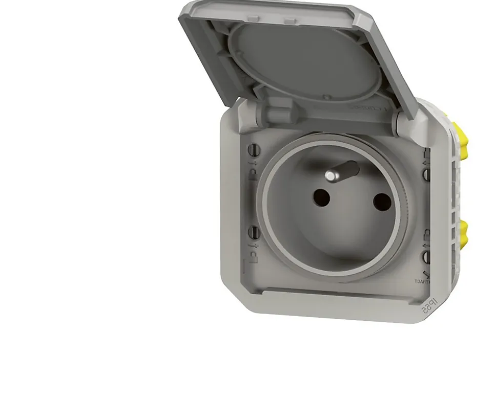 Prise de courant 16A 2P+T Legrand Plexo™ grise composable