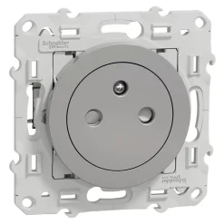 Prise de courant avec terre affleurante 16A Schneider Electric Odace aluminium