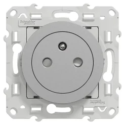 Prise de courant avec terre affleurante 16A Schneider Electric Odace aluminium