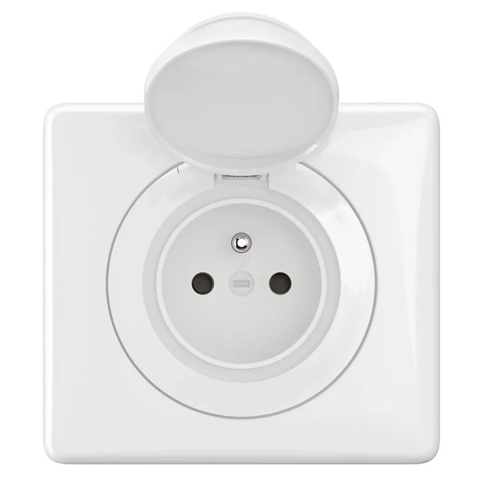 Prise de courant avec terre Legrand Céliane IP44 complet blanc
