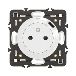 Prise de courant avec terre + 1 USB-C Legrand Céliane blanc