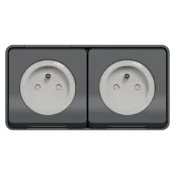 Prise de courant double avec 2 pôles + terre étanche complète saillie Schneider Electric Mureva Styl anthracite