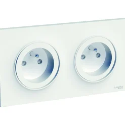 Prise de courant double avec terre complète Schneider Electric Odace blanc