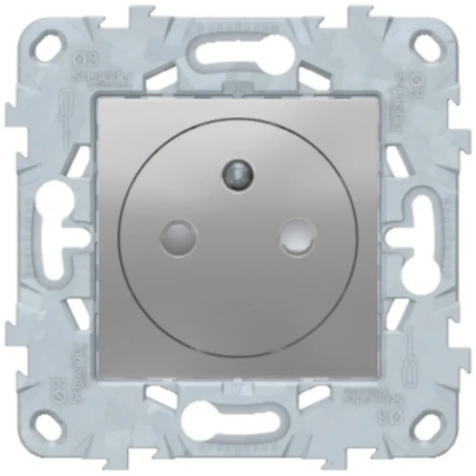 Prise de courant 2 pôles + terre affleurante connexion rapide 16A Schneider Electric Unica Déco aluminium
