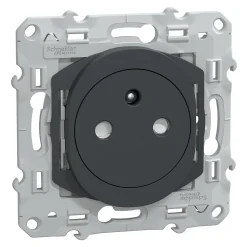 Prise de courant 2 pôles + terre affleurante 16A Schneider Electric Ovalis anthracite