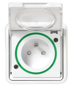 Prise de courant 2 pôles + terre étanche complète encastrée Schneider Electric Mureva Styl blanc