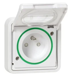 Prise de courant 2 pôles + terre étanche complète encastrée Schneider Electric Mureva Styl blanc