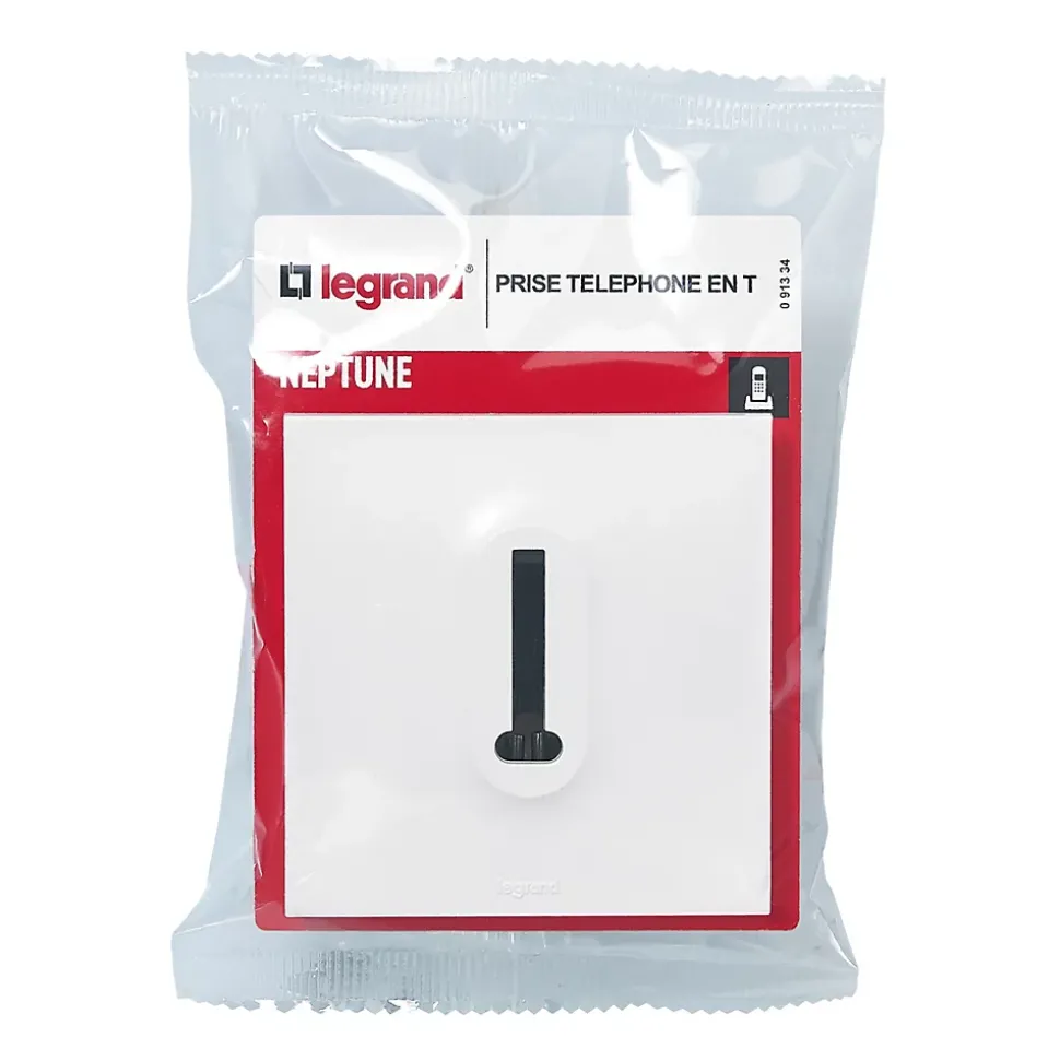 Prise de téléphone Legrand Neptune plastique blanc mat