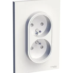 Prise double avec terre complète Schneider Electric Odace blanc
