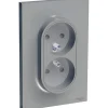 Prise double avec terre complète Schneider Electric Odace aluminium