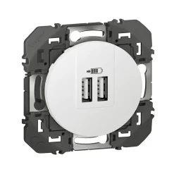 Prise double USB-A Legrand Dooxie blanc carrée