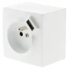 Prise en saillie 2P+T avec chargeur USB blanc