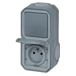 Prise et interrupteur Legrand Plexo gris en saillie