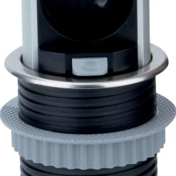 Prise plan de travail SKY - Bloc 3 prises + 2 USB-A rétractable inox et noir