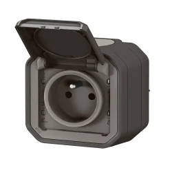 Prise 2 pôles avec terre complet saillie Legrand Plexo anthracite