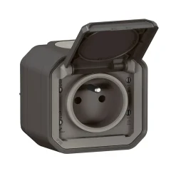 Prise 2 pôles avec terre complet saillie Legrand Plexo anthracite