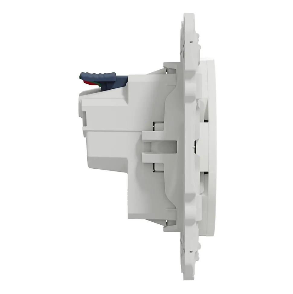 Prise 2 pôles + terre affleurante connexion rapide Odace Schneider Electric blanc