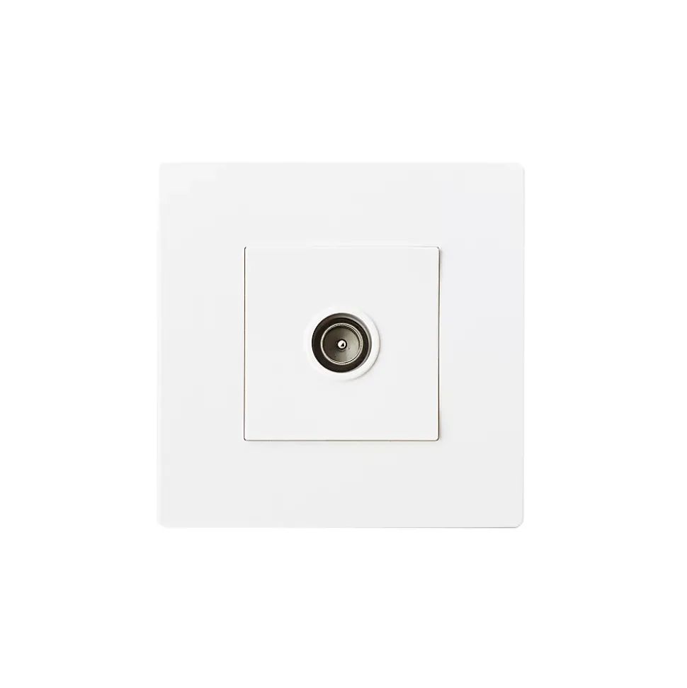 Prise TV simple encastrable blanc complet