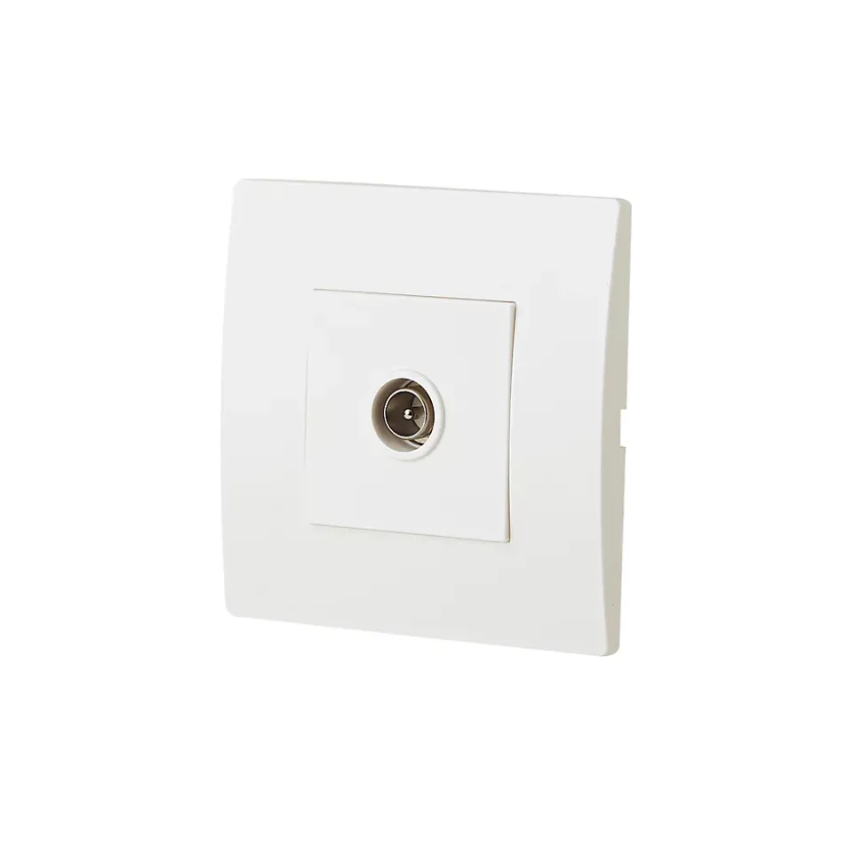 Prise TV simple encastrable blanc complet