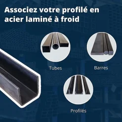 Profilé acier en U 20x40x20 ep 2 mm, 0.5 mètre - Comment Fer