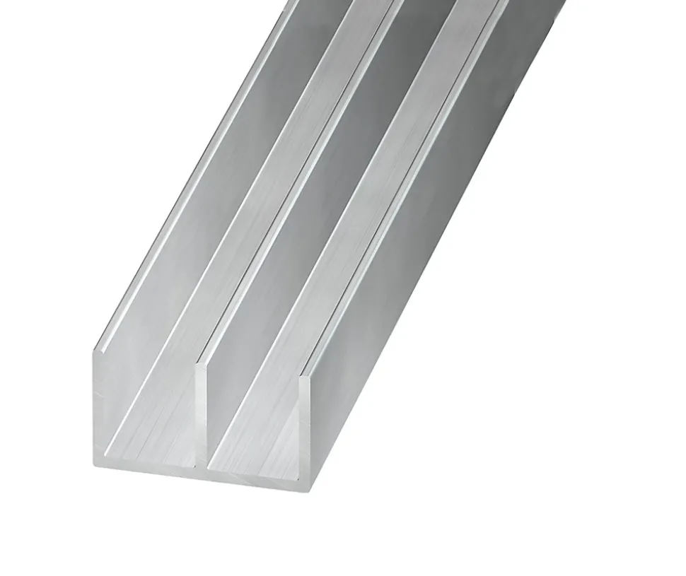 Profilé double U aluminium brut 10 x 16 x 10 mm, 2 m