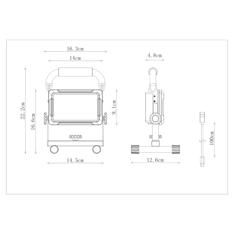 Projecteur de chantier portable à LED rechargeable 20 W