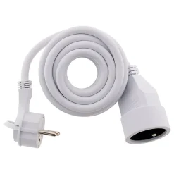 Prolongateur 16A 2P+T HO5VV-F 3G1,5mm² - Blanc 3m avec fiche extraplate - Zenitech