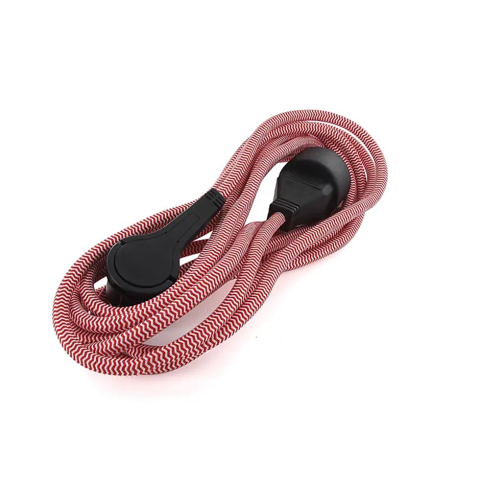 Prolongateur Schuko fiche plate 5m rouge/blanc Chacon
