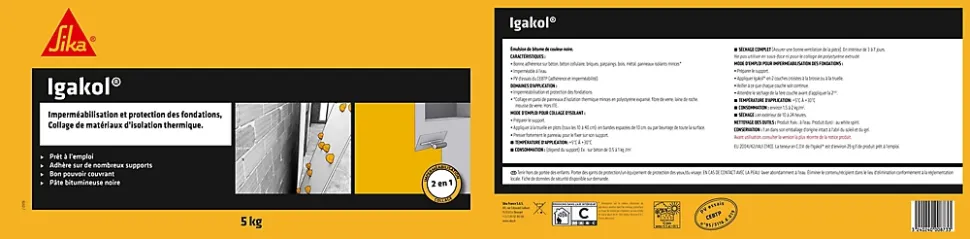 Pâte bitumineuse Sika Igakol seau de 5 kg
