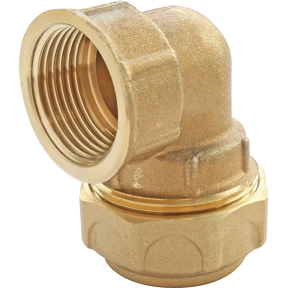 Raccord coudé laiton droit pour PE Ø20 - Femelle 15/21 (1/2")
