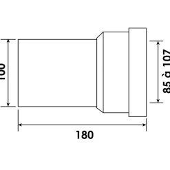 Raccord - Pipe droite mâle - 100mm - Couleur blanche - Idéale pour installations sanitaires