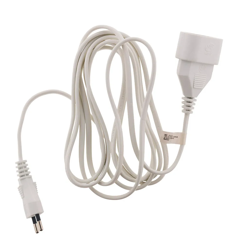 Rallonge 3m - HO3VVH2F 2x0,75mm² 6A - blanc - Zenitech