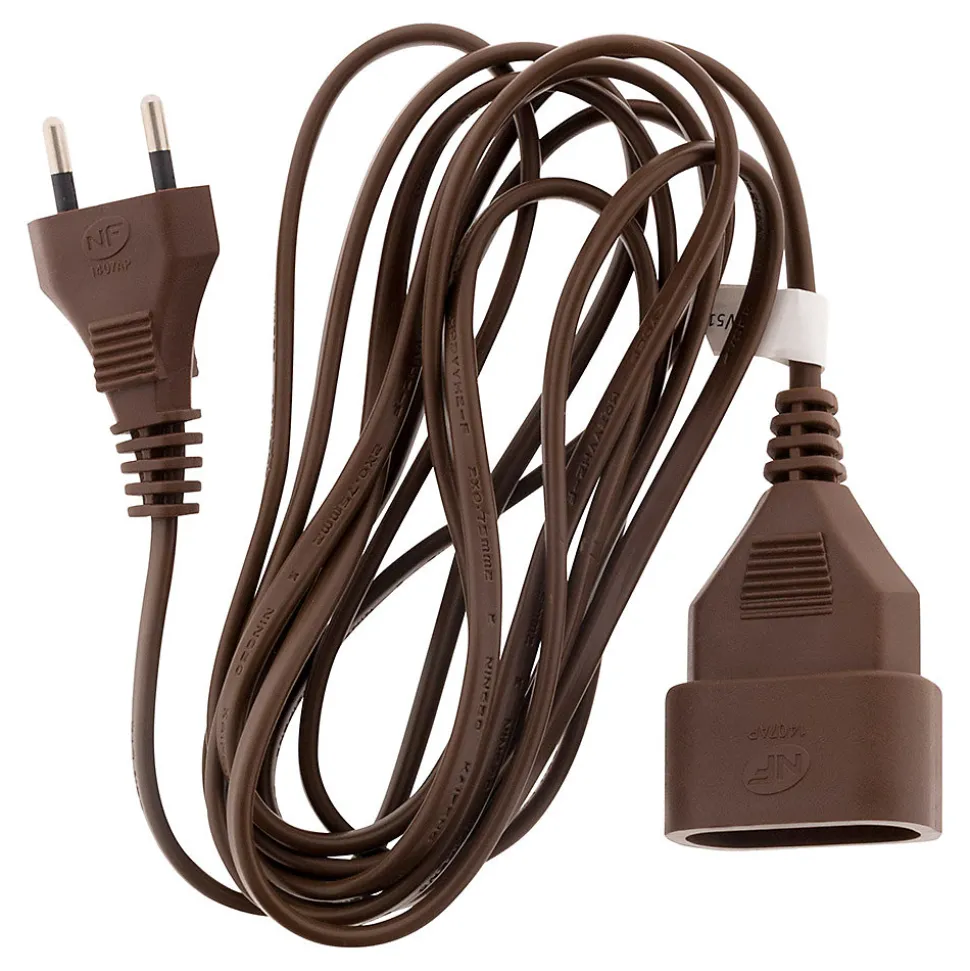 Rallonge 3m - HO3VVH2F 2x0,75mm² 6A - marron - Zenitech