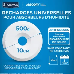 6 recharges de 500g universelles pour absorbeur d'humidité Starwax