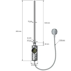 Resistance electrique chrome 600W thermostat avec écran LED mode minuterie
