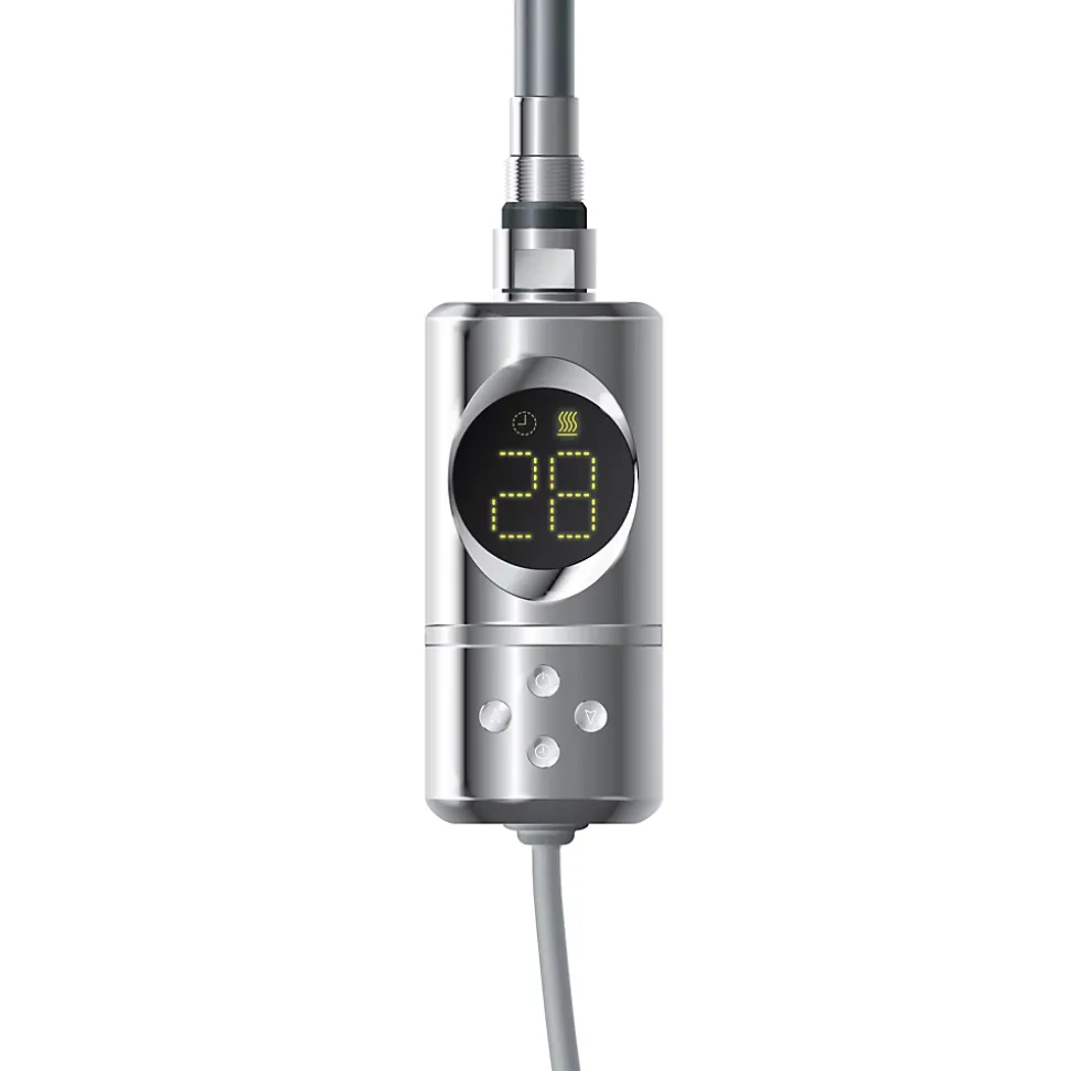 Resistance electrique chrome 600W thermostat avec écran LED mode minuterie