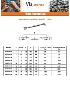 Ridoir à chapes fixes soudées Inox Inox A4 Diamètre 5 - 5 pièces