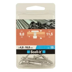 Rivet aveugle tête plate aluminium 4,8 x 16 mm, 15 pièces