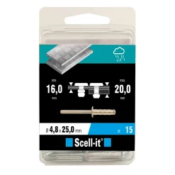 Rivet ø4.8 x 25 mm tête plate charge max 300kg, 15 pièces