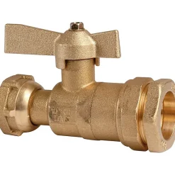 Robinet d'arrêt à boisseau sphérique - F 3/4' - Diamètre 25 mm - Avant et après compteur d'eau - Pour tube PE - Ravani