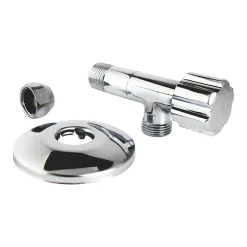 Robinet d'arrêt équerre sous-lavabo long, Mâle 12/17 - Tube cuivre Ø10 mm Schell