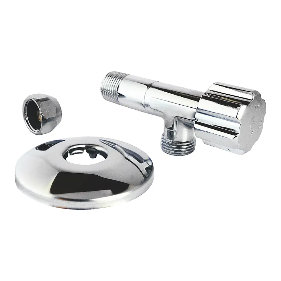 Robinet d'arrêt équerre sous-lavabo long, Mâle 15/21 - Tube cuivre Ø10 mm Schell
