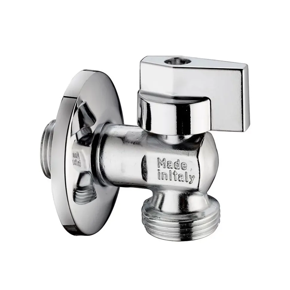 Robinet De Machine À Laver À Bille Chromé Avec Rosace Inox 1/2X3/4