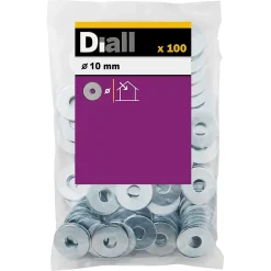Rondelles plates larges en acier au carbone ø 10mm - 100 pièces