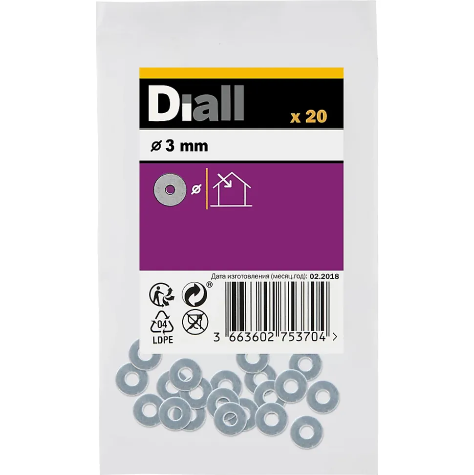 Rondelles plates moyennes en acier au carbone ø 3mm - 20 pièces