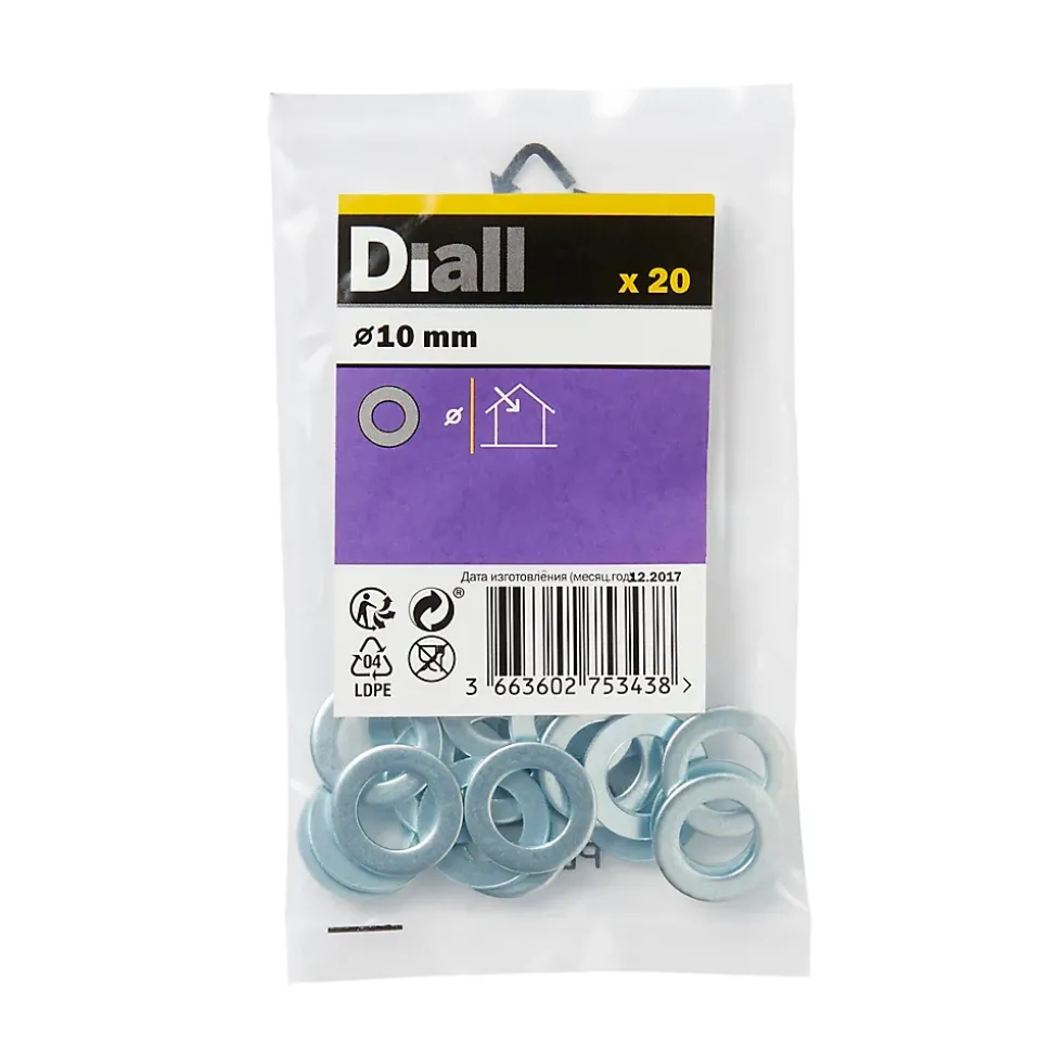Rondelles plates étroites en acier au carbone ø 10mm - 20 pièces