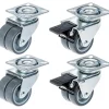 Roulette double 50mm 2" caoutchouc gris pivotante et frein capacité 280kg, jeu de 4