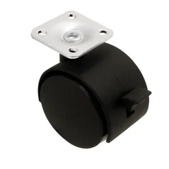 Roulette jumelée pivotante avec frein ø50 mm, plaque ø38 mm, charge max 40kg